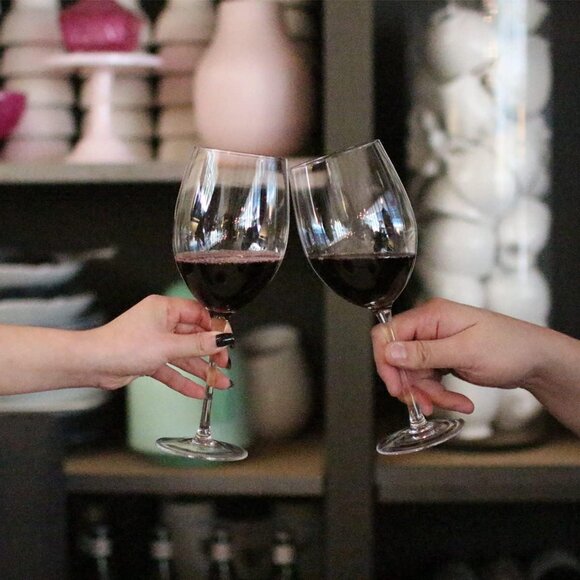 Classic Wine Glasses with Stems l (15oz) l Hand Blown Premium Crystal l Set of 4 - Picture 5 of 10